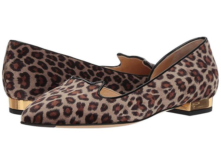 Charlotte Olympia Feline D'orsay (leopard Print/black/gold) Women's Shoes