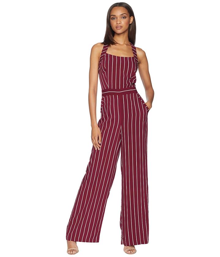 Juicy Couture Cindy Stripe Jumpsuit (bordeaux Cindy Stripe) Women's Jumpsuit & Rompers One Piece