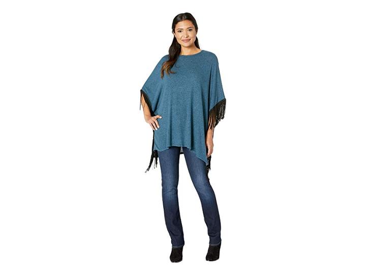 Wrangler Fringed Poncho (turquoise) Women's Clothing