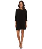 Michael Stars Modern Rayon 3/4 Sleeve Crew Neck Mini Dress (black) Women's Dress