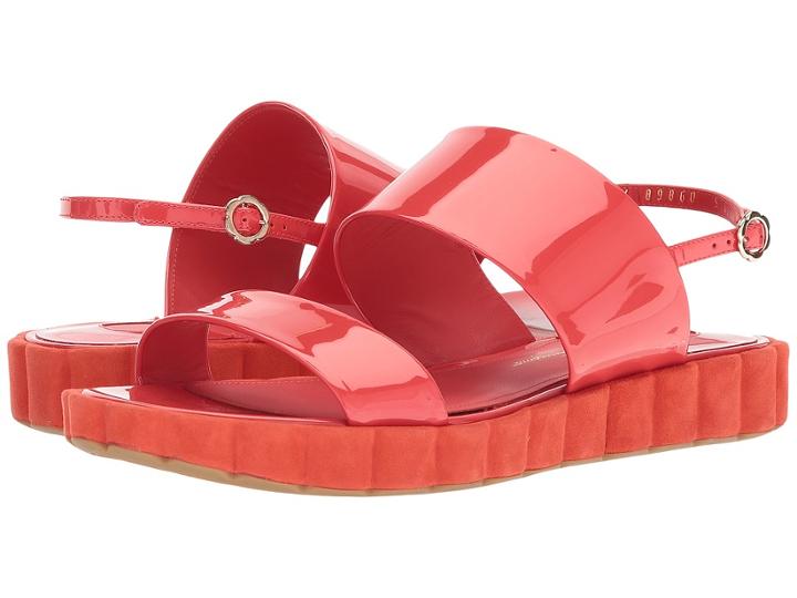 Salvatore Ferragamo Lusia (coral Patent) Women's Wedge Shoes