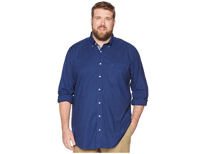 Nautica Big & Tall Big Tall Stretch Oxford Shirt (j Navy) Men's Long Sleeve Pullover