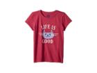 Life Is Good Kids God Bless Meowica Crusher T-shirt (little Kids/big Kids) (wild Cherry) Girl's T Shirt