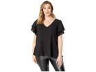 Michael Michael Kors Plus Size Double Sleeve W/ Heat Studs Top (black) Women's Clothing