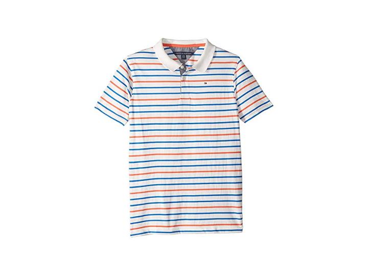 Tommy Hilfiger Kids Stripe Polo (big Kids) (snow White) Boy's Clothing