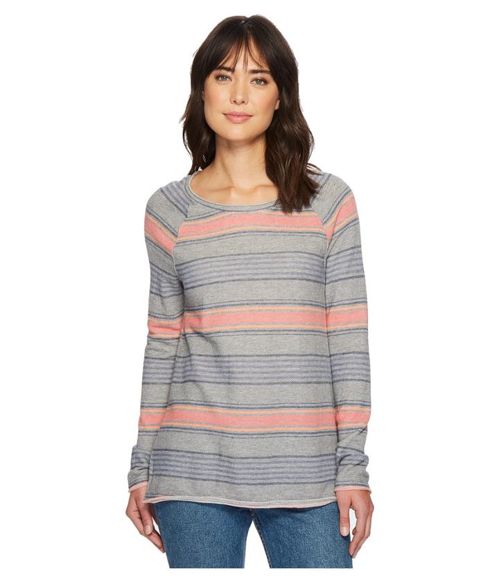Dylan By True Grit Maritime Yarn-dye Stripe Long Sleeve Raglan Sweatshirt (grey Multi) Women's Sweatshirt