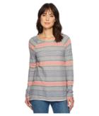 Dylan By True Grit Maritime Yarn-dye Stripe Long Sleeve Raglan Sweatshirt (grey Multi) Women's Sweatshirt
