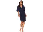 Vince Camuto V-neck Bodycon Dress With Souffle Chiffon Sleeves (navy) Women's Dress