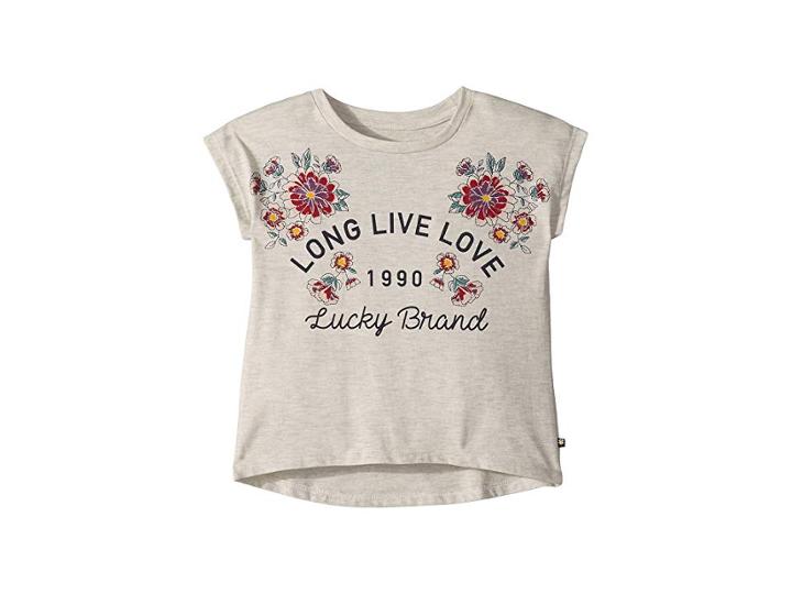 Lucky Brand Kids Argentia Tee (little Kids) (putty Beige Heather) Girl's T Shirt