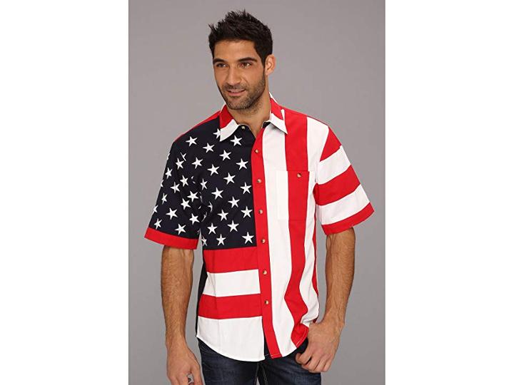 Scully Patriot S/s Shirt (red/red) Men's Short Sleeve Button Up