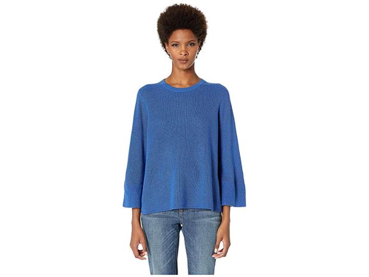 Eileen Fisher Crew Neck 3/4 Sleeve Box-top (neptune) Women's Sweater