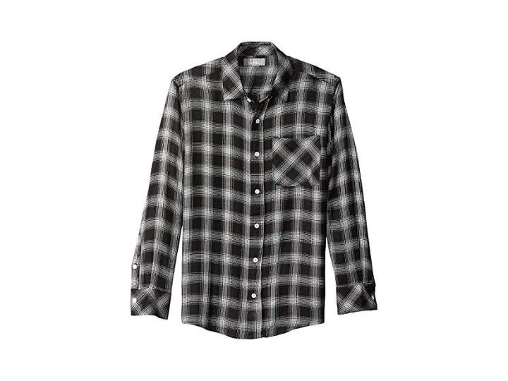 Dl1961 Kids Ash Button Down (big Kids) (black Plaid) Girl's Clothing