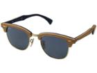 Ray-ban Clubmaster 51mm (cherry Wood/rubber Blue) Fashion Sunglasses