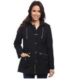 Via Spiga Active Anorak W/ Hood Gold Hardware Coat (black) Women's Coat