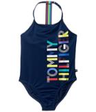 Tommy Hilfiger Kids Rainbow One-piece Swimsuit (toddler) (flag Blue) Girl's Swimsuits One Piece