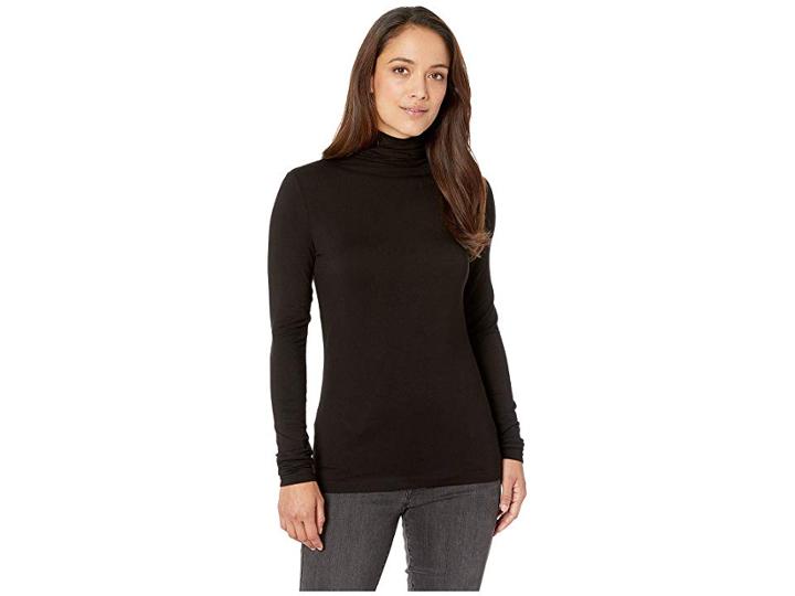 Anne Klein Jersey Long Sleeve Turtleneck (anne Black) Women's Clothing