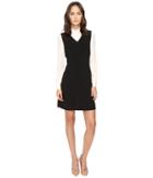 Kate Spade New York Bow Tie Crepe A-line Dress (light Shale/black) Women's Dress