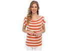Calvin Klein - Stripe Tee W/ Buttons (orange/white)