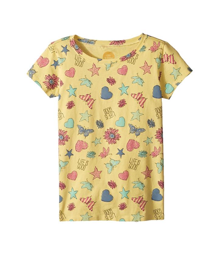 Life Is Good Kids Float Like A Butterfly Crusher Tee (little Kids/big Kids) (happy Yellow) Girl's T Shirt