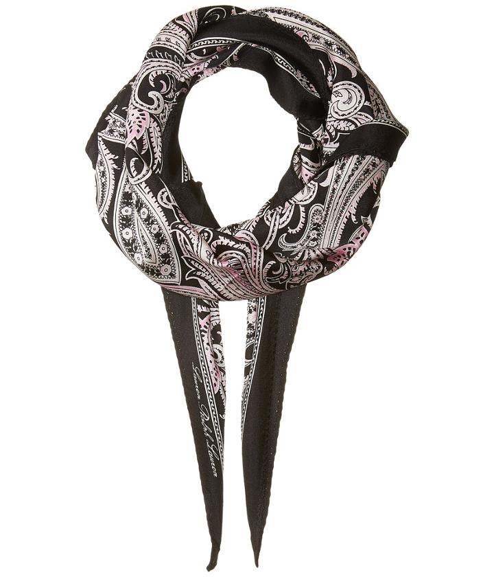 Lauren Ralph Lauren Corina Silk Diamond Shape Scarf (black) Scarves