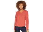 Nine West Long Sleeve Lightweight Crepe Two-pocket Blouse (cinnamon) Women's Blouse