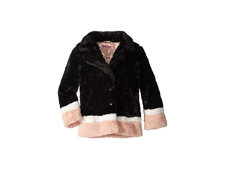 Urban Republic Kids Gigi Faux Fur Color Block Long Coat (little Kids/big Kids) (black) Girl's Jacket