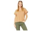 Moon River Frill Sleeve Boxy Top (camel) Women's Clothing