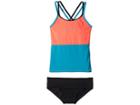Nike Kids Color Surge Spiderback Tankini Set (big Kids) (light Blue Fury) Girl's Swimwear Sets