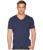 John Varvatos Star U.s.a. Short Sleeve Slub V-neck With Cut Raw Edge K3595u1b (oiled Blue) Men's Clothing
