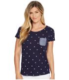 U.s. Polo Assn. Dot T-shirt With Chambray Pocket (evening Blue) Women's T Shirt