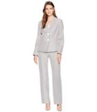 Le Suit Seersucker Two-button Peak Lapel Pants Suit (white/black) Women's Suits Sets