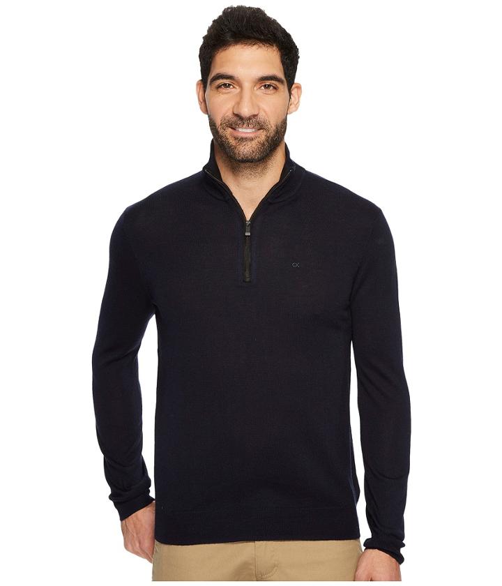 Calvin Klein Merino End On End 1/4 Zip Sweater (roma) Men's Sweater