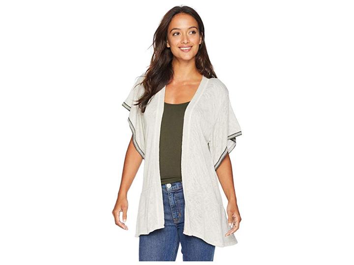 Bobeau Flutter Sleeve Cardigan (silver Cloud) Women's Sweater