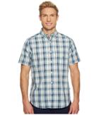 Nautica Short Sleeve Large Plaid Shirt (cameo Blue) Men's Clothing