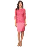 Adrianna Papell Floral Embroidery Peplum Dress (french Coral) Women's Dress
