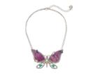 Betsey Johnson Purple And Rose Gold Butterfly Pendant Necklace (purple) Necklace