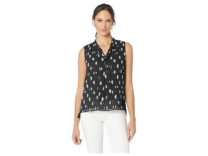 Tommy Hilfiger Woven Sleeveless Top (black/ivory) Women's Clothing