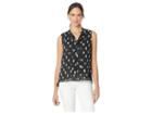 Tommy Hilfiger Woven Sleeveless Top (black/ivory) Women's Clothing