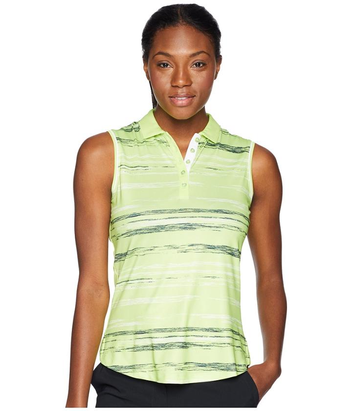 Callaway Spaced Dyed Stripe Sleeveless Polo (sharp Green) Women's Sleeveless