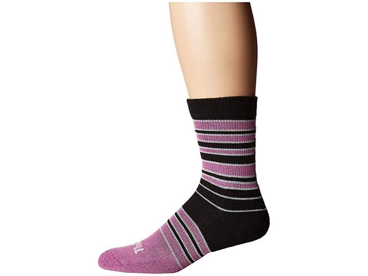 Thorlos Thorlo Stripes Thin Cushion Crew Single Pair (orchid/black) Crew Cut Socks Shoes