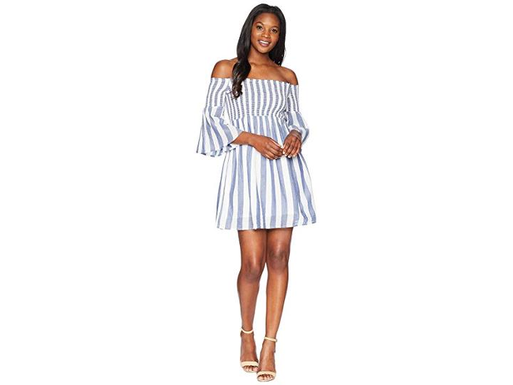 Lucky Brand Striped Smocked Dress (blue Multi) Women's Dress
