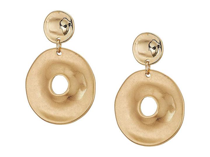 Robert Lee Morris Gold Disc Double Drop Earrings (gold) Earring