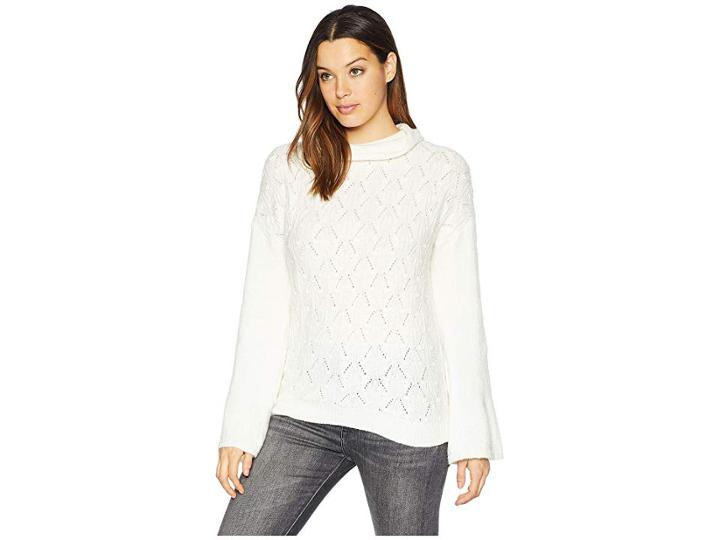 Lucky Brand Pointelle Turtleneck Sweater (cream) Women's Sweater