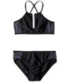 Seafolly Kids Summer Essential Color Block Tankini Set (little Kids/big Kids) (black) Girl's Swimwear Sets
