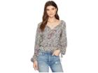 Lucky Brand Banded Bottom Peasant Top (multi) Women's Long Sleeve Pullover