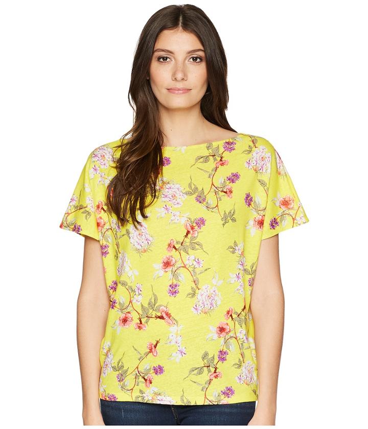 Lauren Ralph Lauren Floral Linen-blend Top (yellow Multi) Women's Clothing