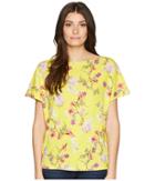 Lauren Ralph Lauren Floral Linen-blend Top (yellow Multi) Women's Clothing