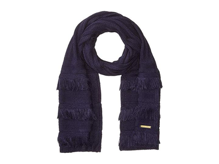 Michael Michael Kors Rib Fringe Muffler (navy/gold) Scarves