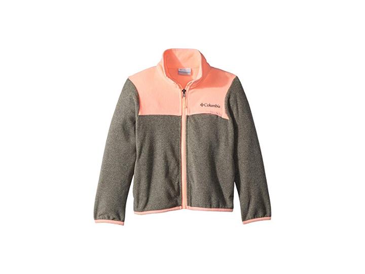 Columbia Kids Mountain Cresttm Fleece Full Zip (little Kids/big Kids) (charcoal Heather/tiki Pink) Girl's Fleece