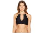 Kate Spade New York Crescent Bay #74 High Neck Bikini Top W/ Bow Hardware Removable Soft Cups (black) Women's Swimwear